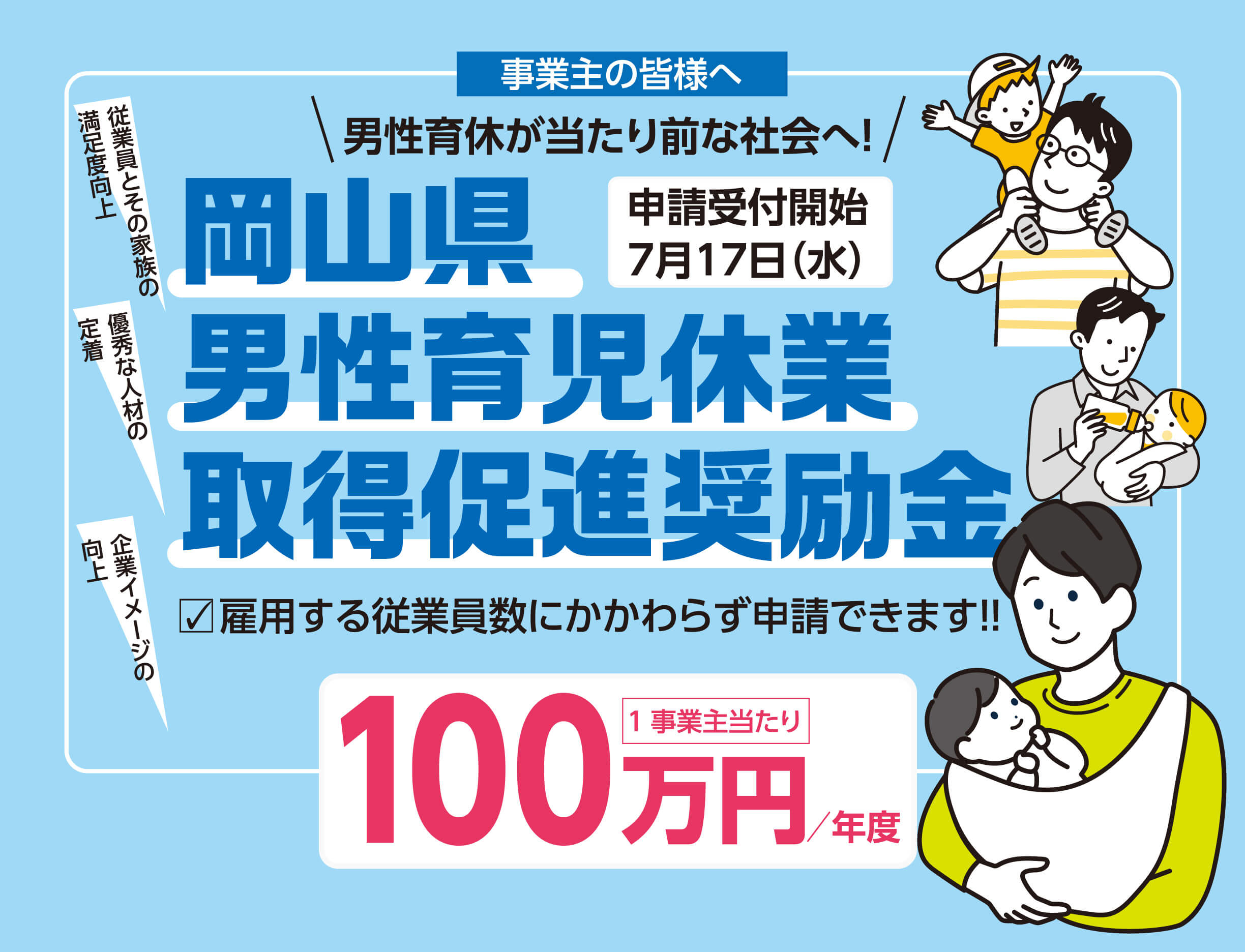 岡山県男性育児休業取得促進奨励金