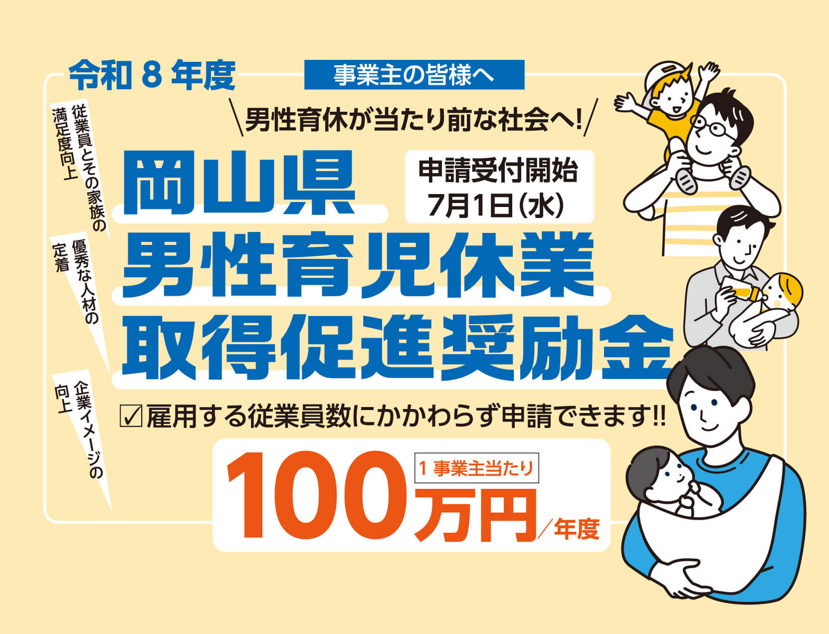 岡山県男性育児休業取得促進奨励金